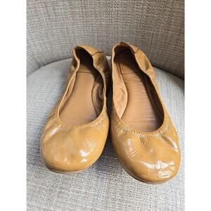 Tory Burch Tan Eddie Patent Leather Ballet Flats Size 7